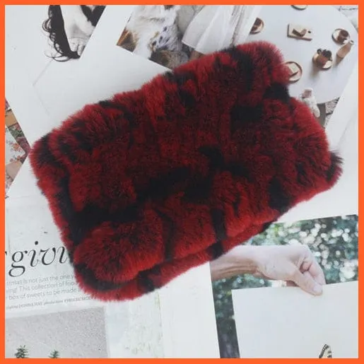 Women Handmade 100% Real Rex Fur Knitted Scarf | Genuine Fur Ring Scarves