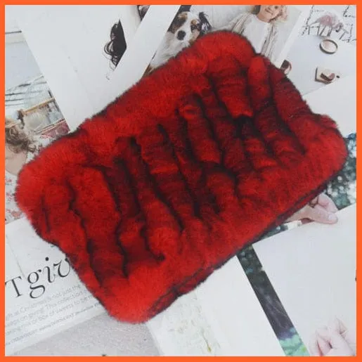 Women Handmade 100% Real Rex Fur Knitted Scarf | Genuine Fur Ring Scarves