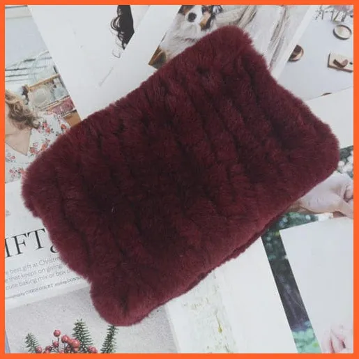 Women Handmade 100% Real Rex Fur Knitted Scarf | Genuine Fur Ring Scarves