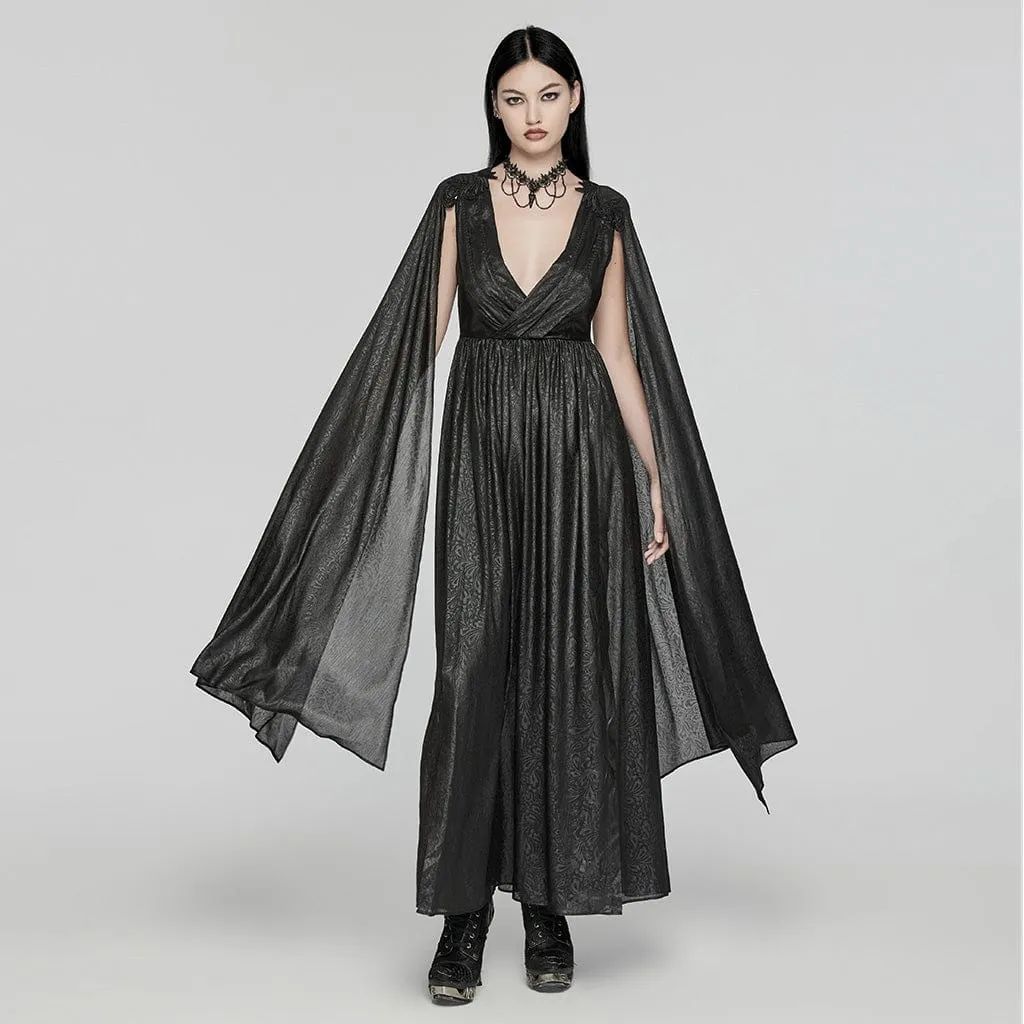 Women's Gothic Plunging Lace-up Ball Gown Dress