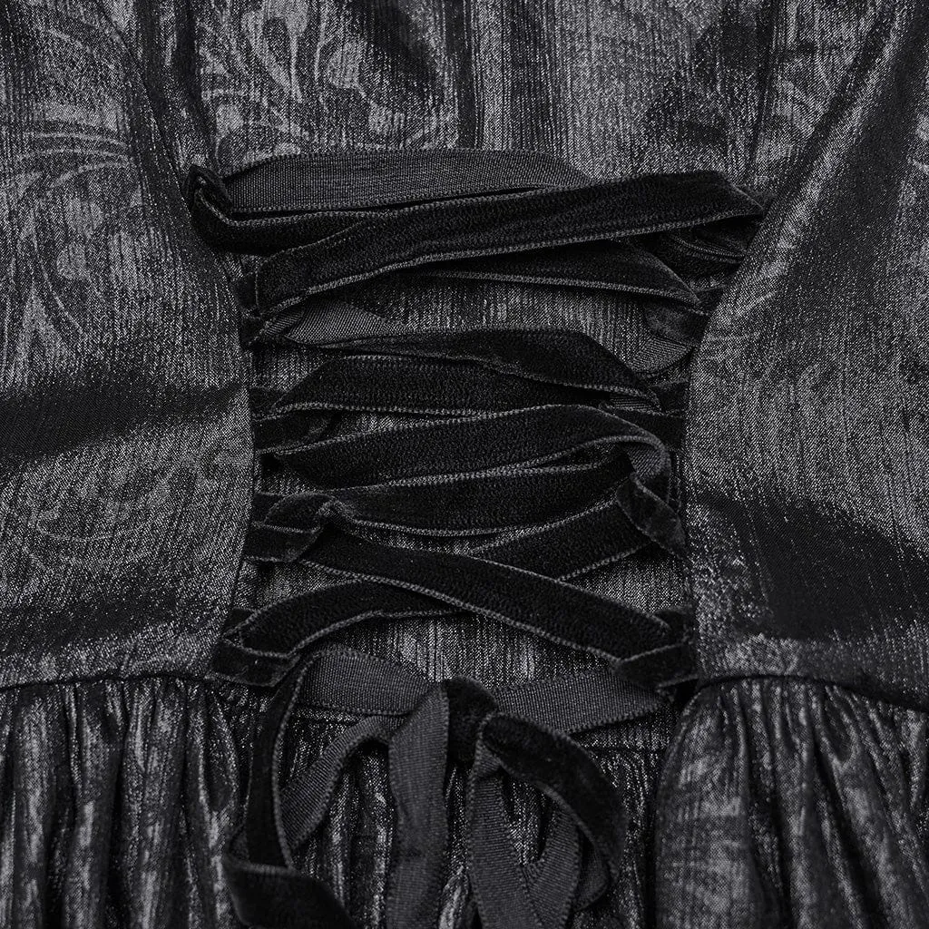 Women's Gothic Plunging Lace-up Ball Gown Dress