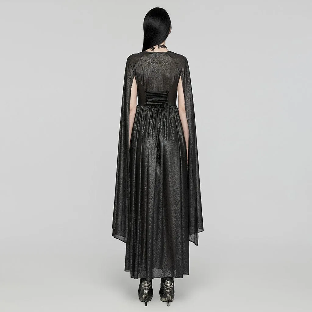 Women's Gothic Plunging Lace-up Ball Gown Dress