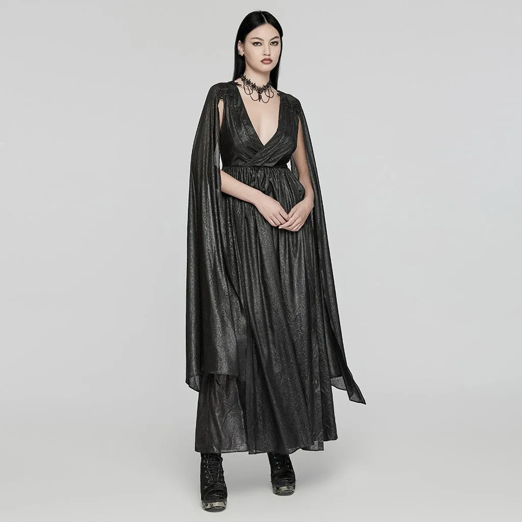 Women's Gothic Plunging Lace-up Ball Gown Dress